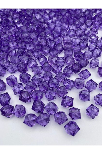 100gr 10mm Dark Lilac / Purple Color Cube, Cubic Model Acrylic Beads, jewelry, bag Beads (100gr, ~180 Pieces)