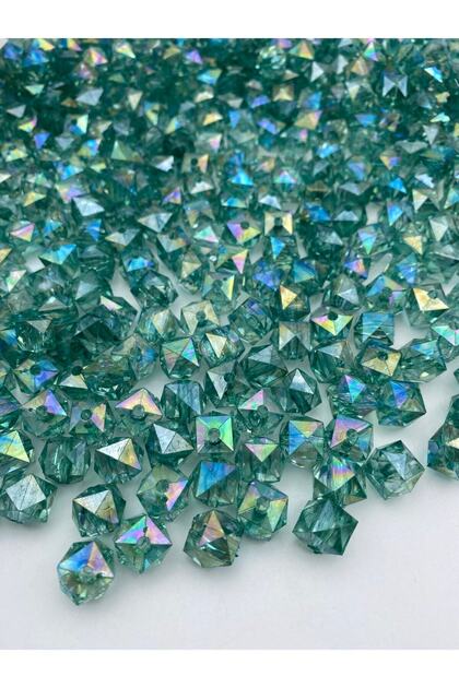 100gr 12mm Emerald Green Cube, Cubic Acrylic Beads, Jewelry, Bag Beads (100gr,~110 Pieces)