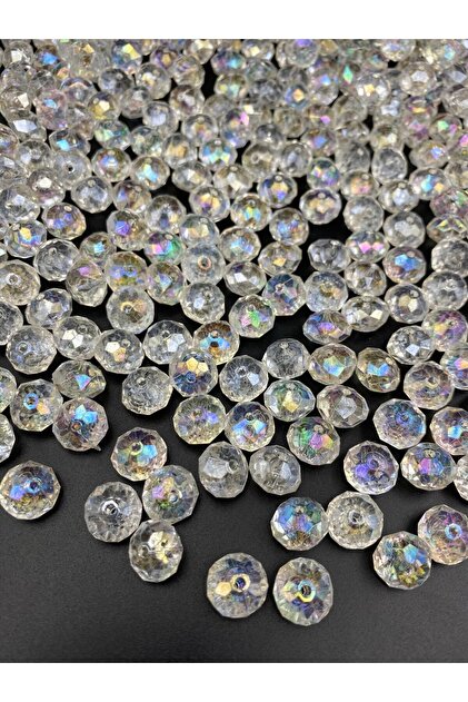 12mm Basık Şeffaf Renk Janjanlı Akrilik Boncuk,parlak Takı, Çanta Yapım Boncuğu (100gr,~160 Adet)