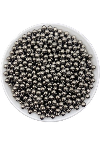 Pearl Beads Without Hole, 5mm Metalized Smoked / Anthracite Plastic Beads Without Hole (25Gr,~300 Pieces)