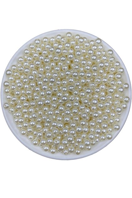 50gr 6mm Cream Color Luxury / Luxury Coated Plastic Pearl Beads, Jewelry Making Beads (50gr,~490 Pieces)