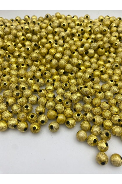 100gr 10mm Round Gilded Puree Gold Color Beads, Jewelry, Bag Beads (100gr,~190 Pieces)