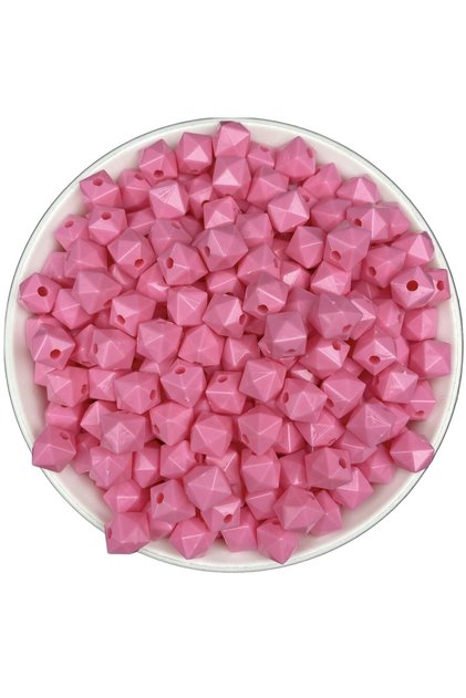 100gr 10mm Opaque Pink Color Cube, Cubic Model Acrylic Beads, Bag Beads (100GR,~200 PCS)