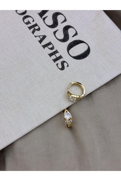 Gold Color Drop Shape Zircon Stone Detailed Earrings Cm97