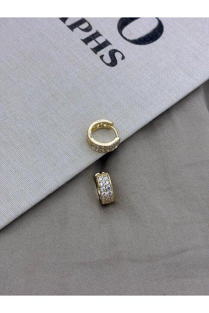 Gold Color Two Row Zircon Stone Hoop Earrings Cm212