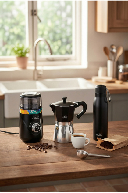 Any Morning Espresso Seti: 240 ml Moka Pot + 600 ml Çelik Termos +