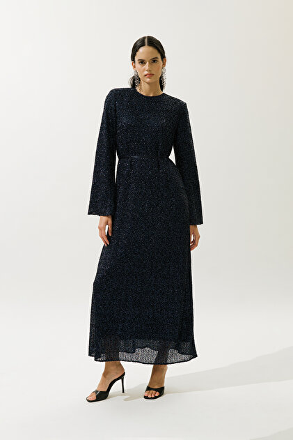 black mesh long sleeve dress Sequins Atmosphere Shiny Backless Long Sleeves Dress