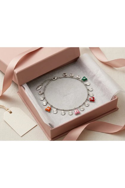 Special Series Colorful Eye Detailed Plate Model Steel Anklet