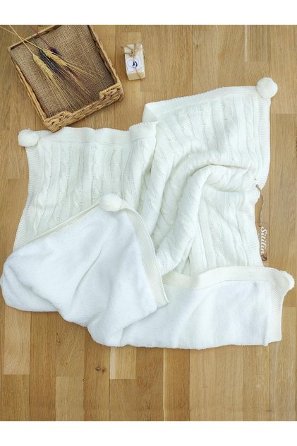 Girl Boy Baby Cream Knitwear Blanket Welsoft Stl4943