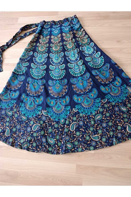 Ethnic, Bohemian, 100% Cotton, Organic Dye, Long, Wrap (Wrapped) Skirt