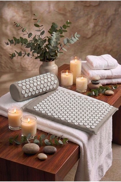 Gri Akapunktur Dikenli-Çivili Yoga Mat