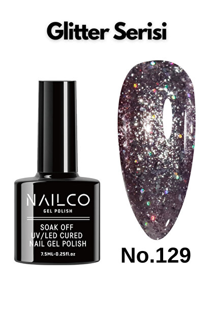 Uv Led Kalıcı Oje 7.5 ml Glitter Seri Nailco 129