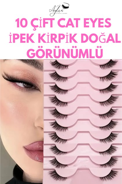 10 ÇİFT CAT EYES İPEK KİRPİK DOĞAL GÖRÜNÜMLÜ