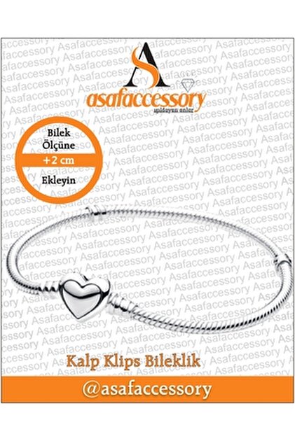 asaf Kalp klips charm takılabilir bileklik | gümüş kaplama