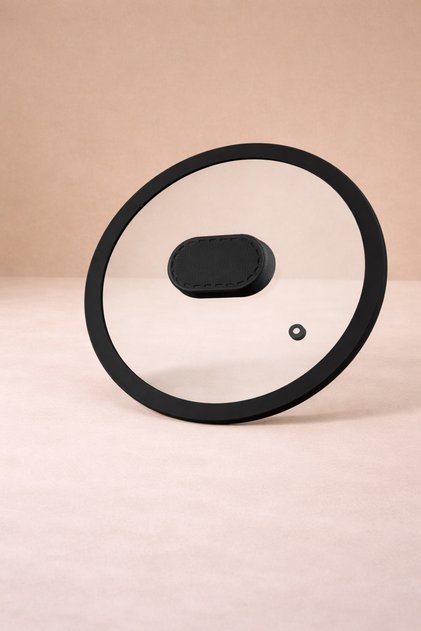22 cm Silicone Edged Heat Resistant Steam Hole Pot Lid Universal Replacement Lid Black