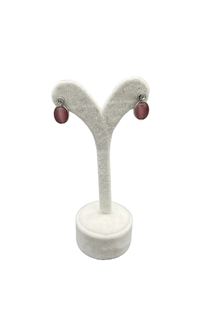 Domestic Production Suede Fabric Cream Color 12 Cm Earring Display Accessory