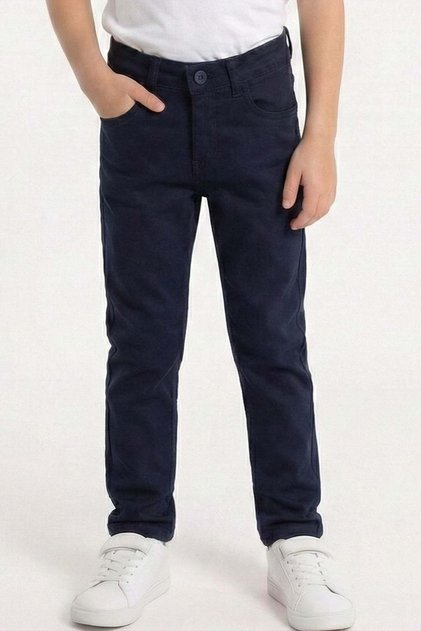 Gabardine Zippered Pocket Boys' Trousers M00790 Dark Blue