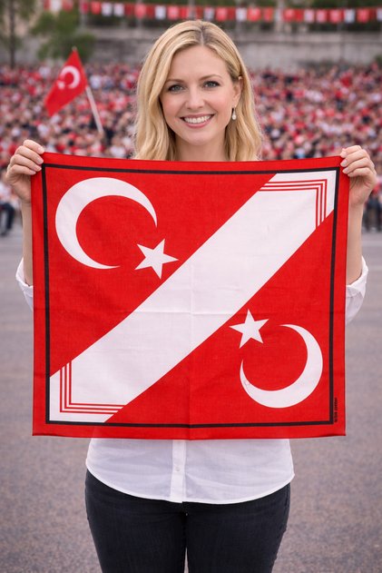 29 October Red White Crescent Star Turkish Flag Fabric Scarf - Bandana - 23 April, 30 August, 19 May
