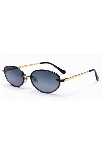 Toz Vintage Luvron Siyah Cam Gold Retro Oval Çerçeve İnce Sap