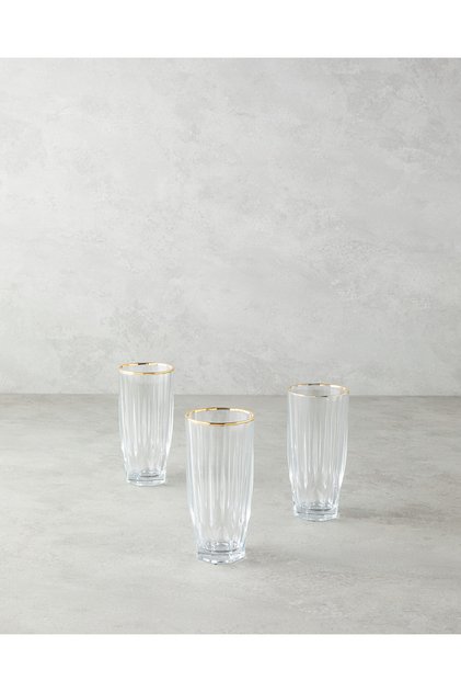 Mirage Glass 3-Piece Glass Set - 275 ml Transparent and Gold