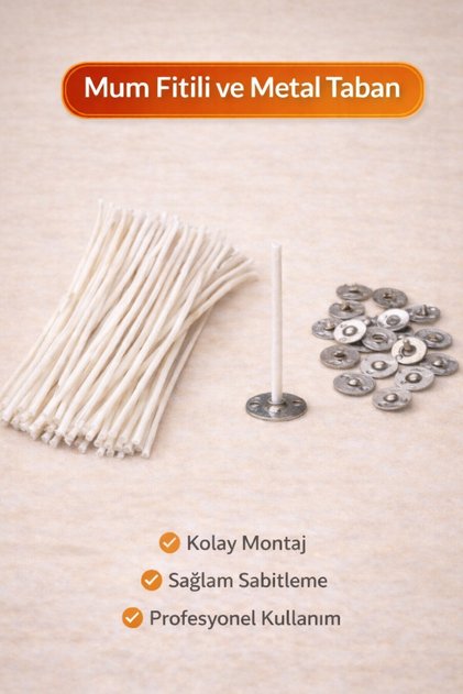 Metal Tabanlı Mum Fitili 40 Adet 12 cm