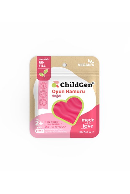 Doğal Oyun Hamuru - Pembe -vakumlu Kartuş Paket - (ecopack-refill)