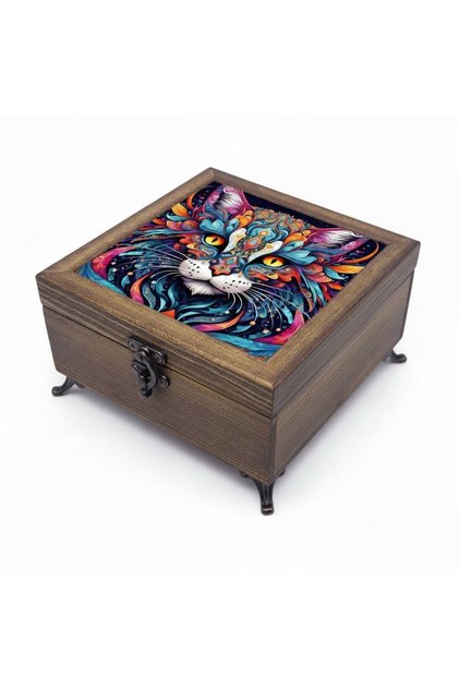 Wooden Jewelry and Key Storage Boxes, Ceramic Tile and Velvet Lining with 50 Different Pattern Options