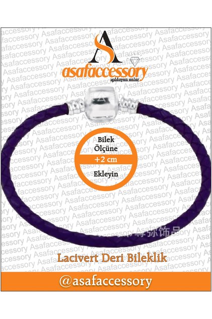 Lacivert logolu deri bileklik (moments)
