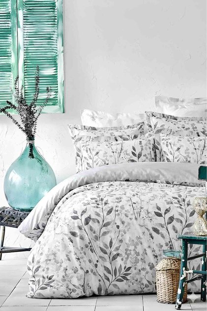 Elastic Sheet Bedding Set Double Size Watercolor Gray