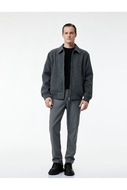 Slim Fit Pocket Viscose Blended Fabric Trousers