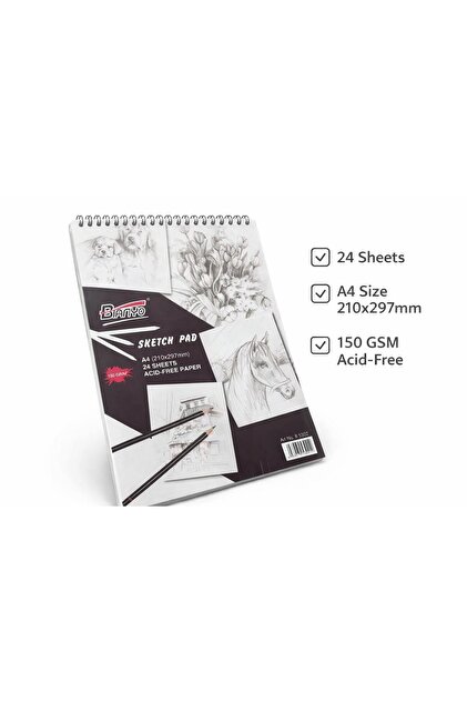Spiral 150 Gr Cream Sketch Drawing Notebook A4 24 Sheets