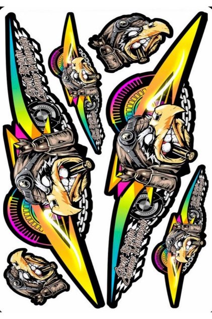 Kartal Tasarımlı Bisiklet Sticker Seti 22x30 cm – Renkli & Motor Temalı Dekoratif Çıkartma