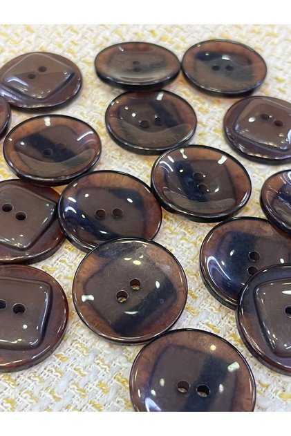 30 Adet 23 mm Kahve Ton Geçişli Çift Taraflı Düğme – Parlak Yüzey Ceket & Kaban Düğmesi