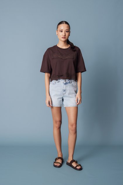 Lace Detailled Short Sleeve T-Shirt