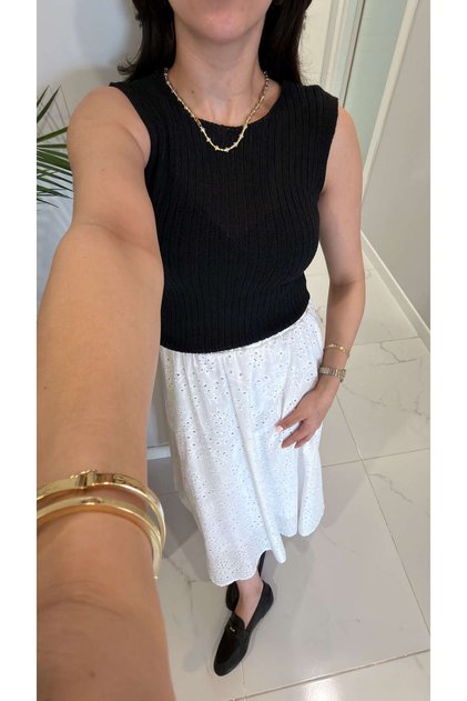 Alen Black Lace Back Sleeveless Knitwear