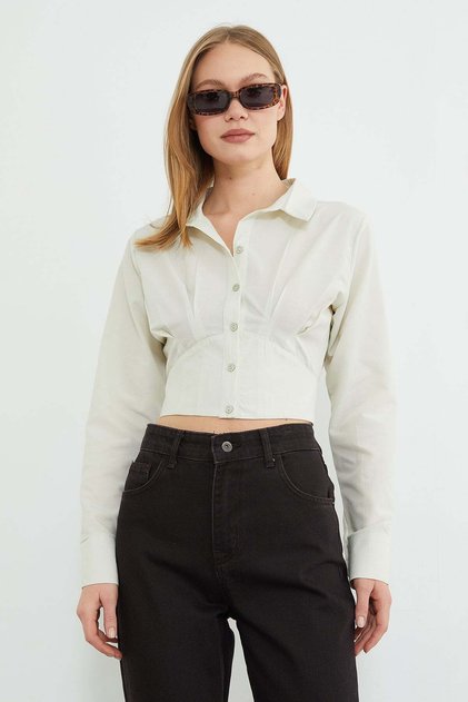 Basic Corset Detailed Cropped Shirt
