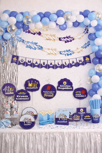 Sünnet Parti Seti 110 Parça Maşallah Temalı Sünnet Süsleme Seti Tam Set