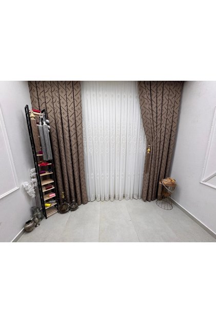 3-0006 Brown 1/3 Pleated Background Curtain