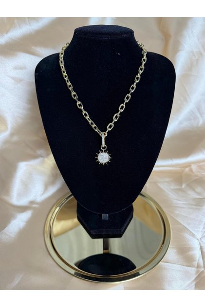 Sun Charm Model Thick Chain Gold Women's Necklace
