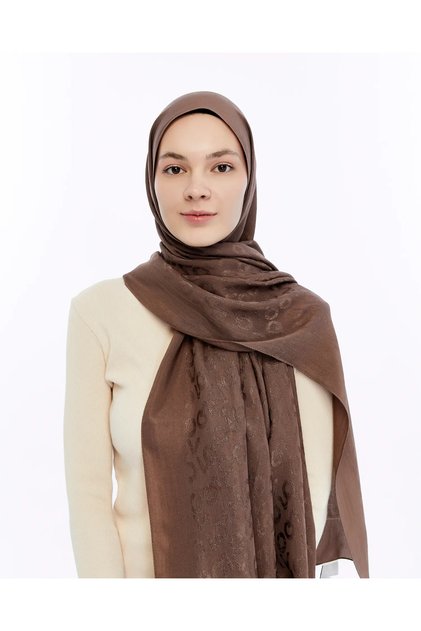Alia Jacquard 60% Lyocell 40% Cotton Shawl-4-Milky_Brown