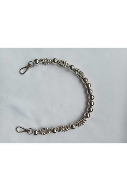 41 cm GÜMÜŞ BONCUKLU ÇANTA SAPI- TEKLİ