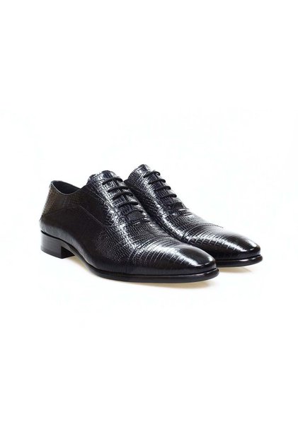Black Color Lace-Up Genuine Leather Men's Shoes