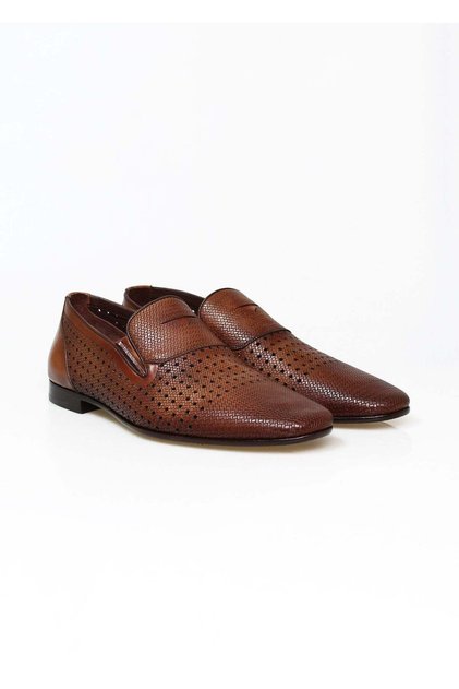 Tan Color Laceless Genuine Leather Men's Shoes