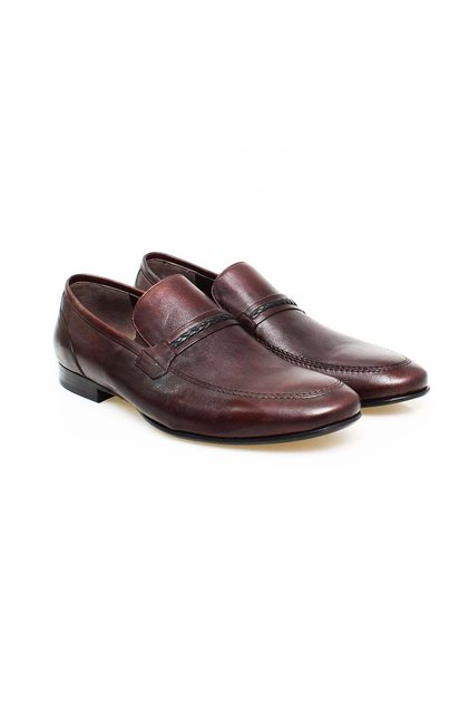 Brown Laceless Genuine Leather Men's Shoes