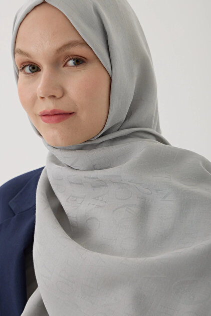 60% Floss 40% Cotton Logo Shawl_Light_Grey