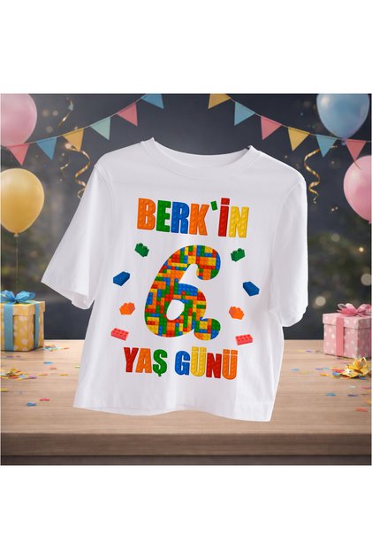 Block Temalı Kişiye Özel T-Shirt Beyaz