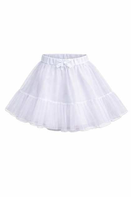 Girl's White Tulle Skirt School Festival Event 5-13 Years Old