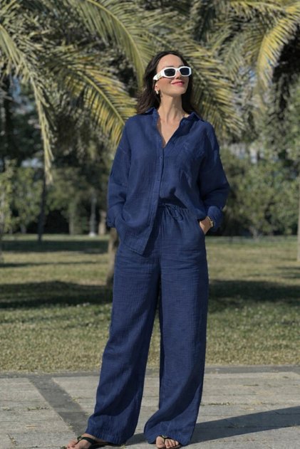Σετ Παντελόνι και Πουκάμισο Oversize από Μουσελίνα