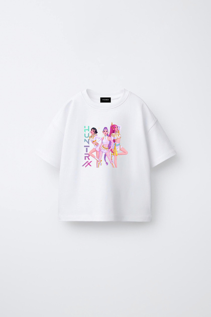 Kpop Demon Hunters Huntrix Zoey Rumi Mira Printed Oversize 100% Cotton Short Sleeve Girls' T-Shirt