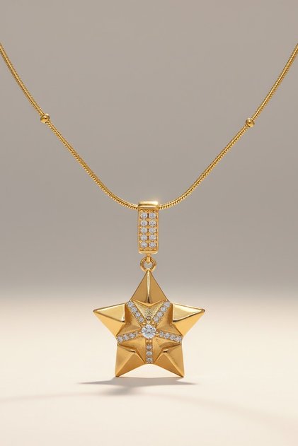Accessories Gold Yellow Plated Stainless Steel 42+5 cm Women's Star Necklace with Extension Chain